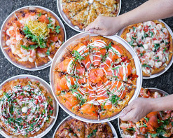 bowls of food on a table 